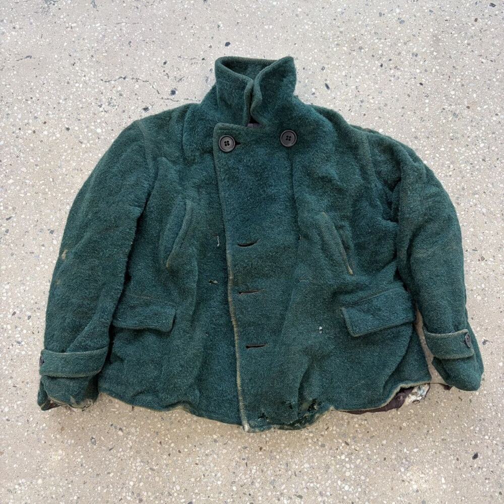 Vintage 40s Green Wool Double Breasted Belted Jacket